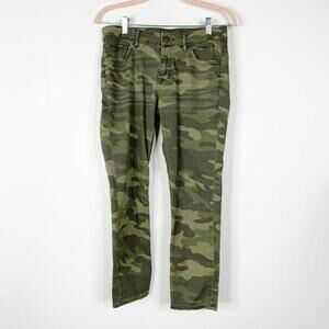 2/$30 ZARA Straight Leg Jeans 4 Camo Cropped Five-Pocket Stretch #5066